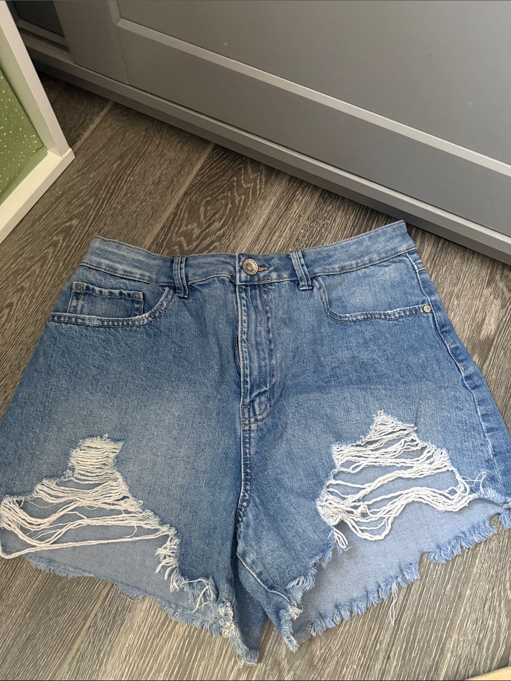 Rewash Light Blue Distressed Denim Shorts